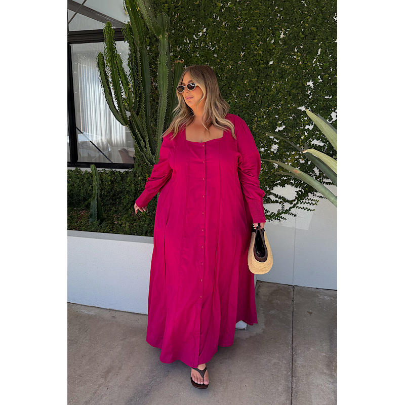 Thumbnail of Ophelia Button Through Dress In Magenta image
