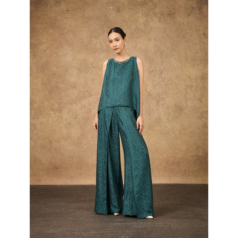 Thumbnail of Ophelia Teal Dynasty Wide Leg Palazzo Trouser image