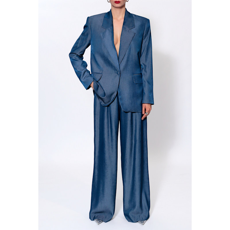 Thumbnail of Tatiana Navy Denim Oversized Blazer image