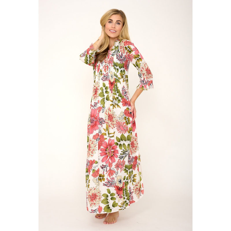 Thumbnail of Cotton Annabel Maxi Dress In Ecru Floral image
