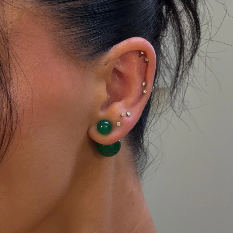 Thumbnail of Orbit Duo Double Ended Jade Stone Stud Earrings image