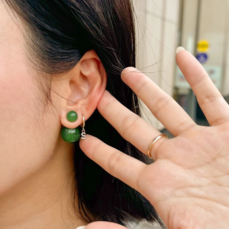 Thumbnail of Orbit Duo Double Ended Jade Stone Stud Earrings image
