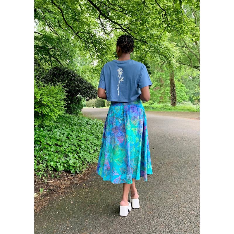 Thumbnail of Orchid Midi Skirt With Pockets In Waterside Print image
