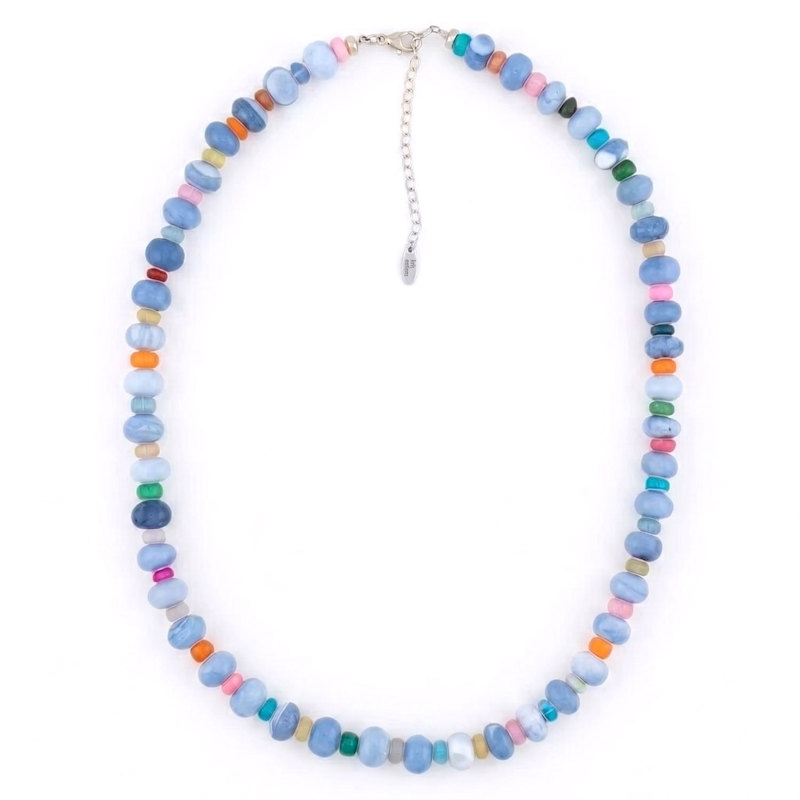 Thumbnail of Oregon Blue Opal &  African Opal Beaded Necklace - Gold image