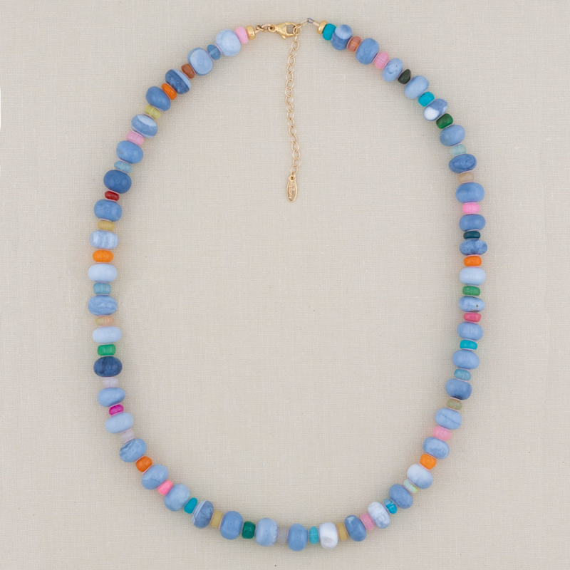 Thumbnail of Oregon Blue Opal &  African Opal Beaded Necklace - Gold image