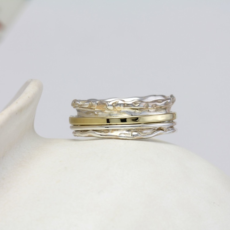 Thumbnail of Organic Brass & Sterling Silver Spinner Ring image