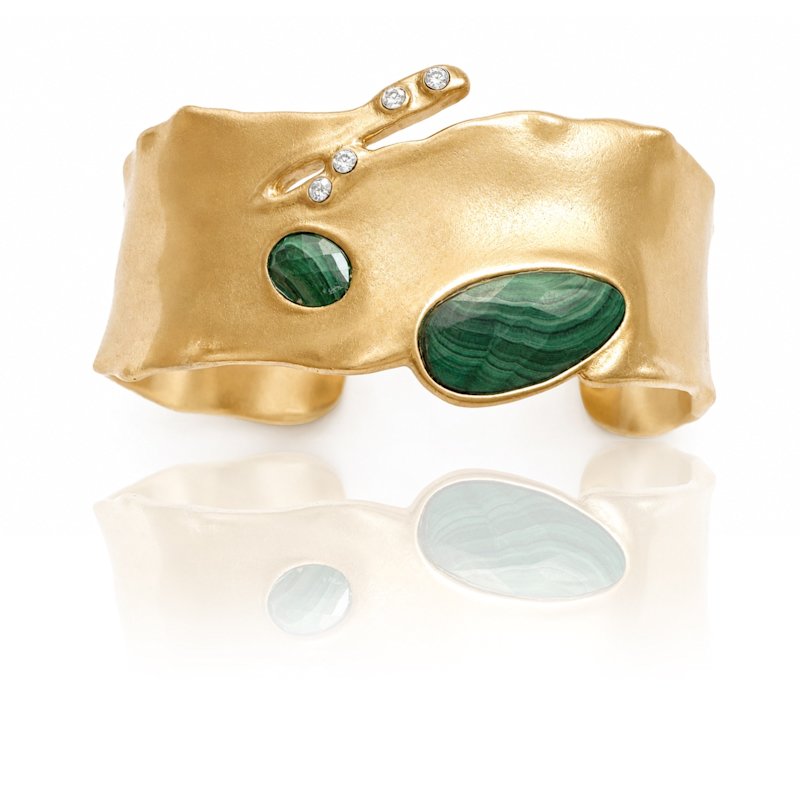 Thumbnail of Malachite Statement Cuff Bracelet | Gold Gemstone Cuff image