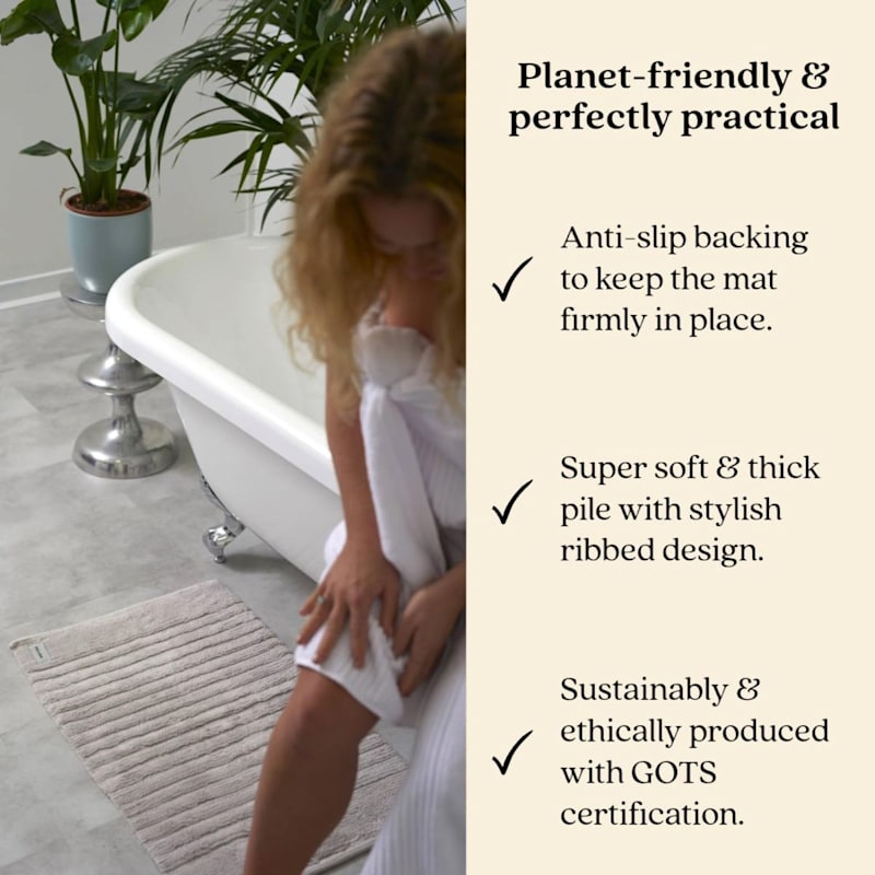 Thumbnail of Ribbed Organic Cotton Bath Runner Mat - Light Grey image