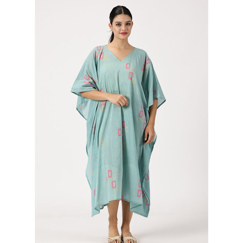 Thumbnail of Organic Cotton Muted Turquoise Kaftan image