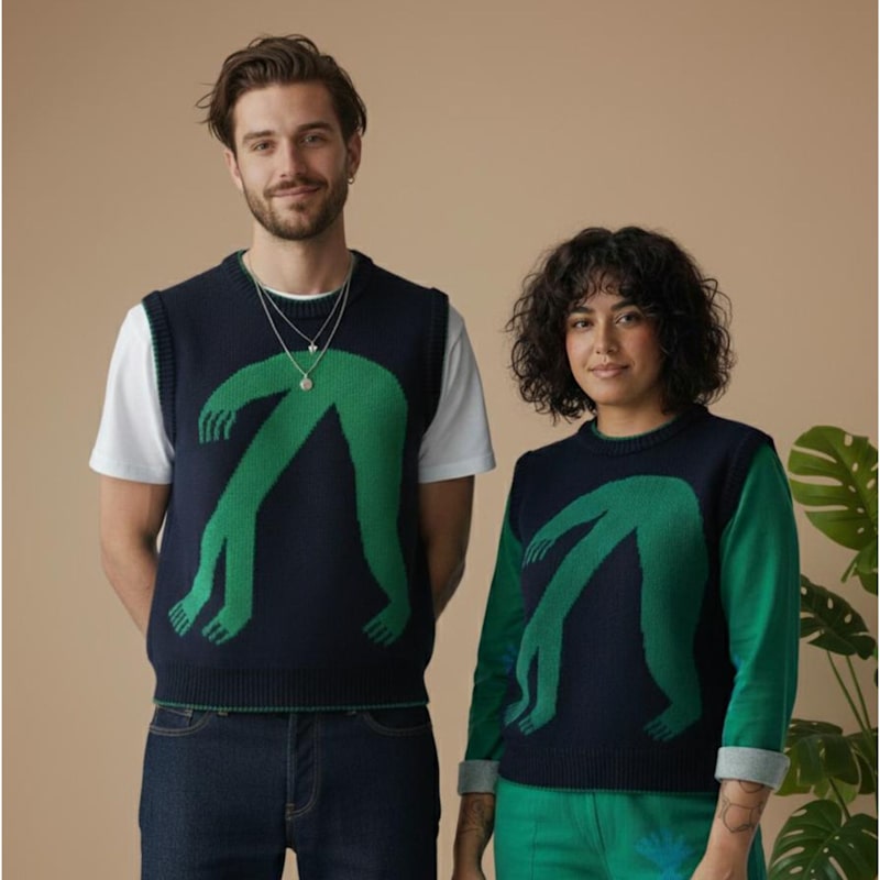 Thumbnail of Organic Cotton Knit Jumper Vest - Blue image