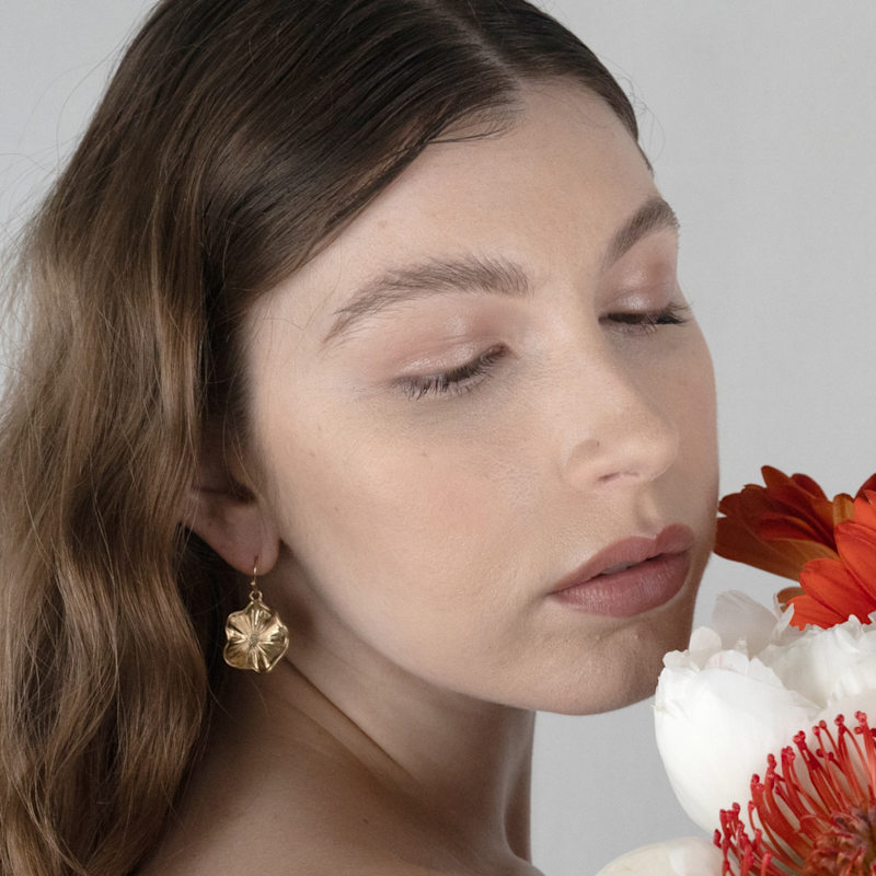 Thumbnail of Gold Floral Statement Earrings | Organic Botanical Earrings image