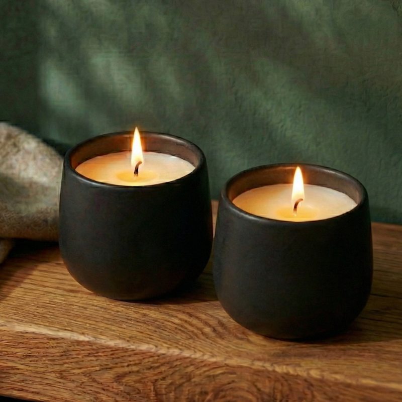 Thumbnail of Organic Lavender Candle In Food-Safe Ceramic | Onyx Petite Pair image