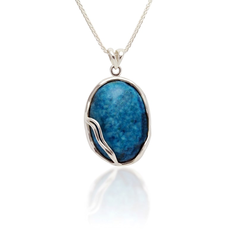 Thumbnail of Organic Sterling Silver Blue Agate Pendant Necklace image