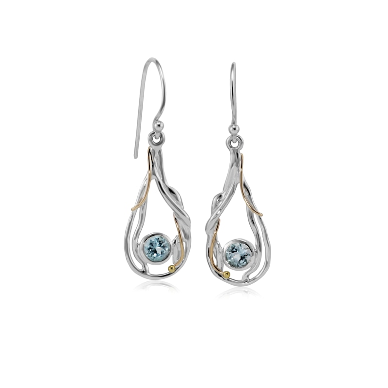 Thumbnail of Organic Teardrop Undulating Blue Topaz Earrings image