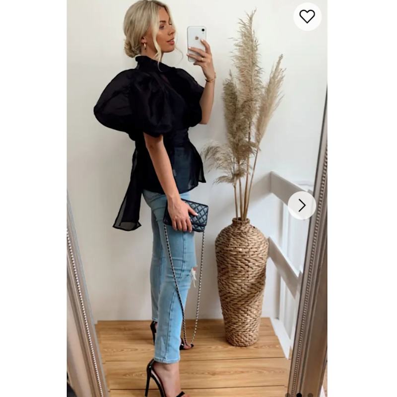 Thumbnail of Organza Shirt With Big Bow Belt Design In Black image