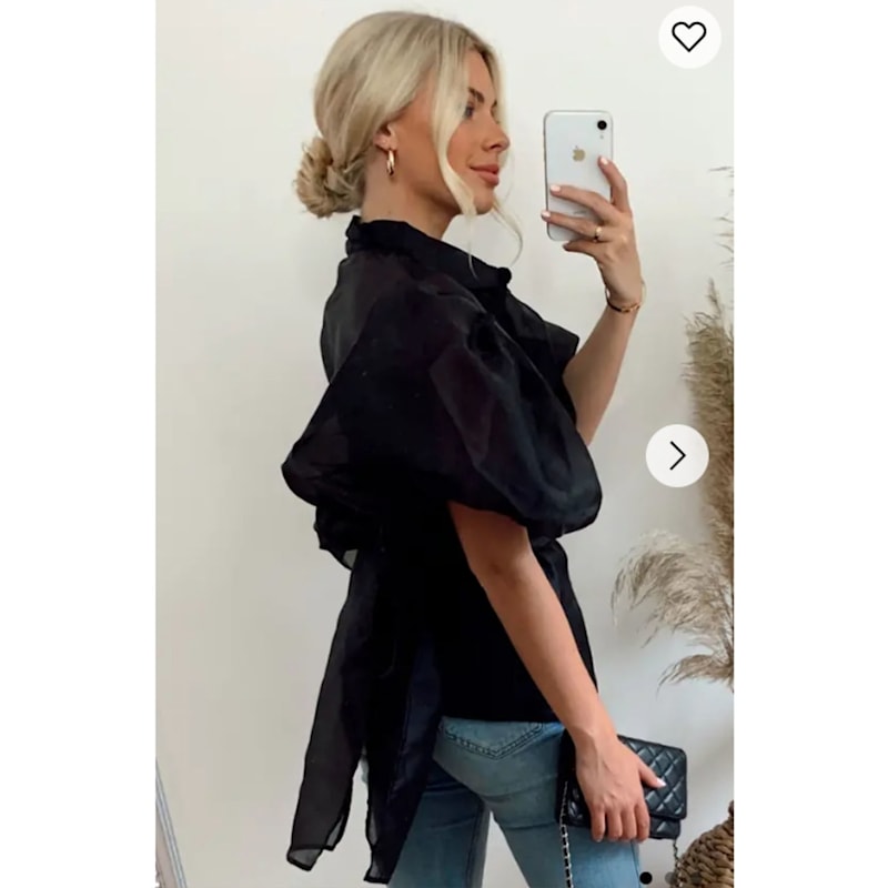 Thumbnail of Organza Shirt With Big Bow Belt Design In Black image