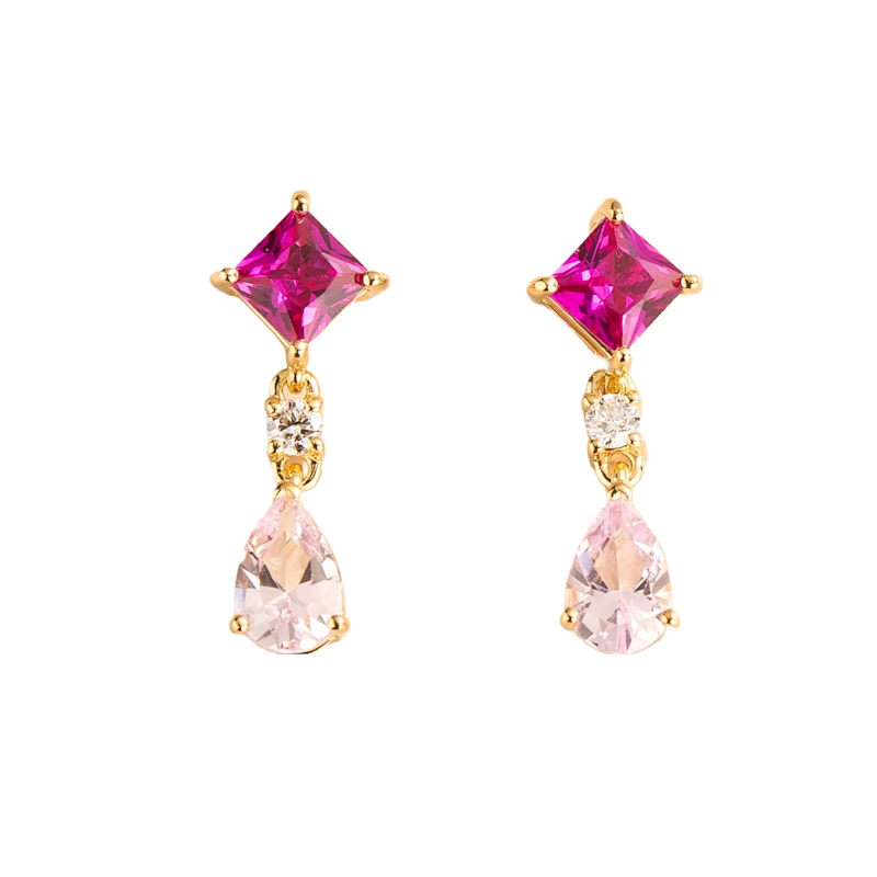 Ori Gold Earrings In Pink Sapphire Diamond Juvetti Wolf Badger