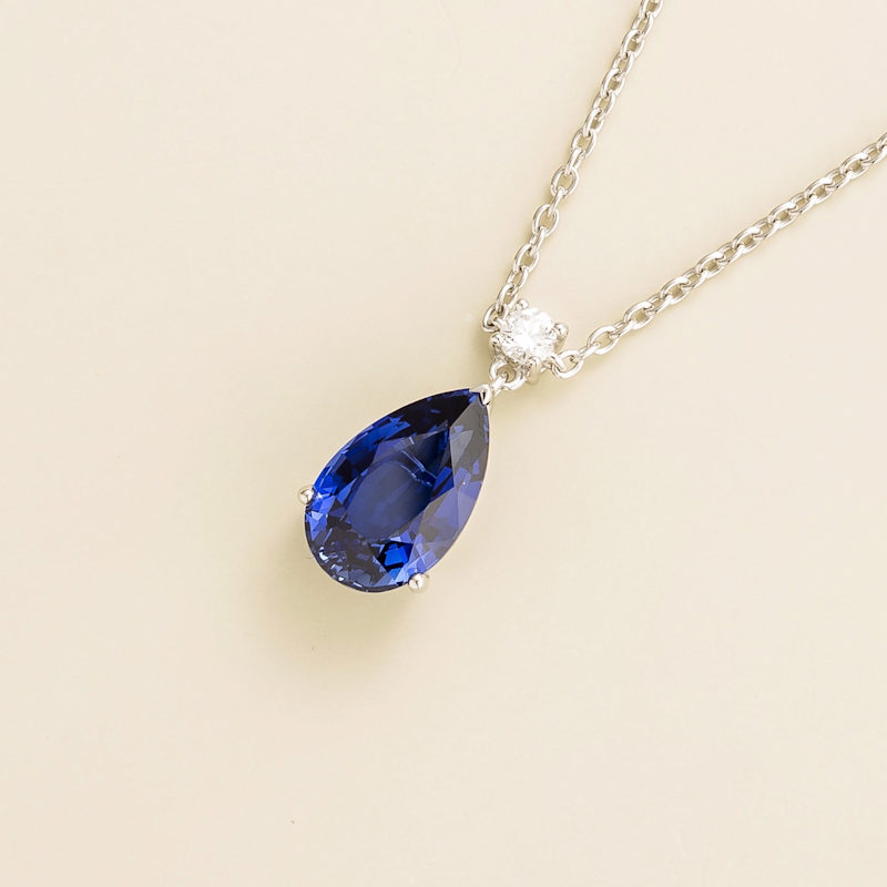 Thumbnail of Ori Large Pendant Necklace In Blue Sapphire & Diamond Set In White Gold image
