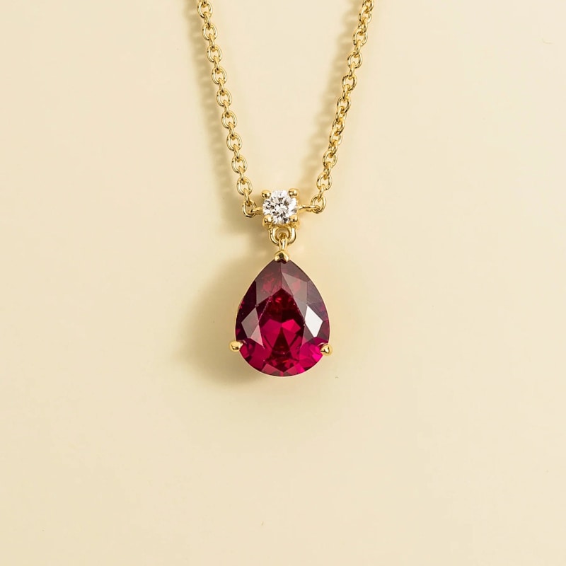 Thumbnail of Ori Medium Pendant Necklace In Ruby & Diamond Set In Gold image