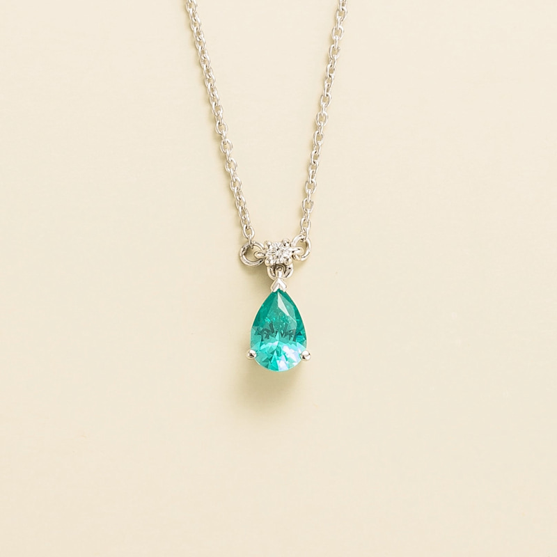Thumbnail of Ori Small Pendant Necklace Paraiba & Diamond Set In White Gold image