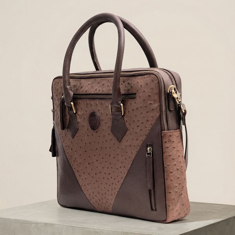 Thumbnail of Ostrich Leather Laptop Tote - Athena image
