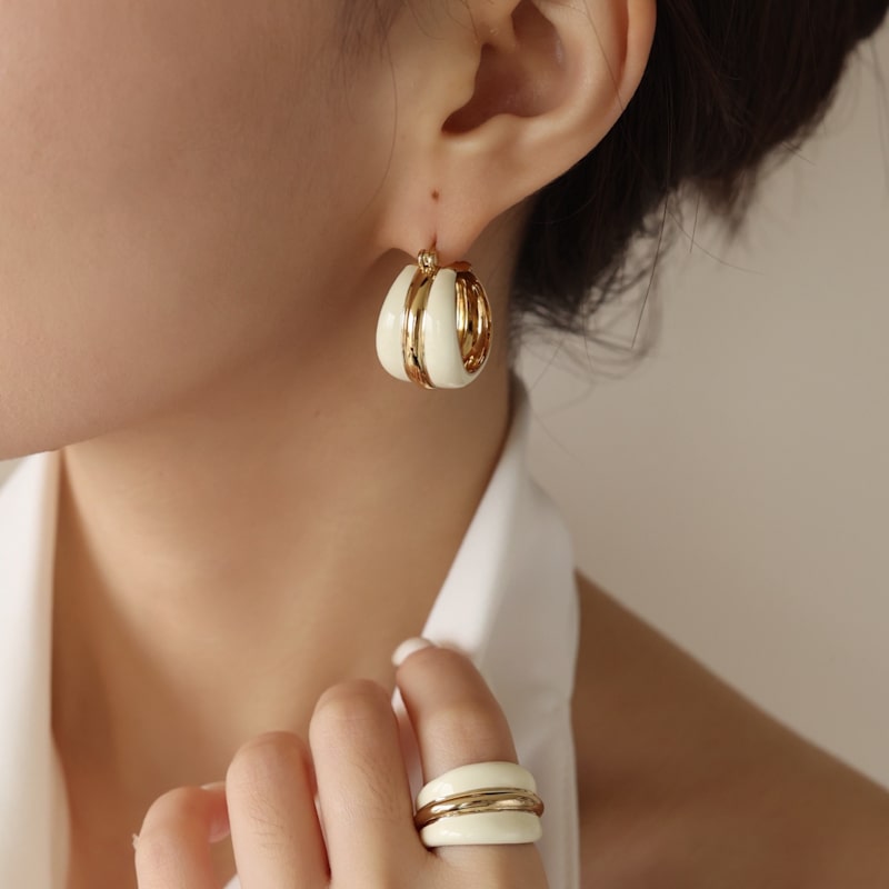 Thumbnail of Ostuni White Hoops Earrings image