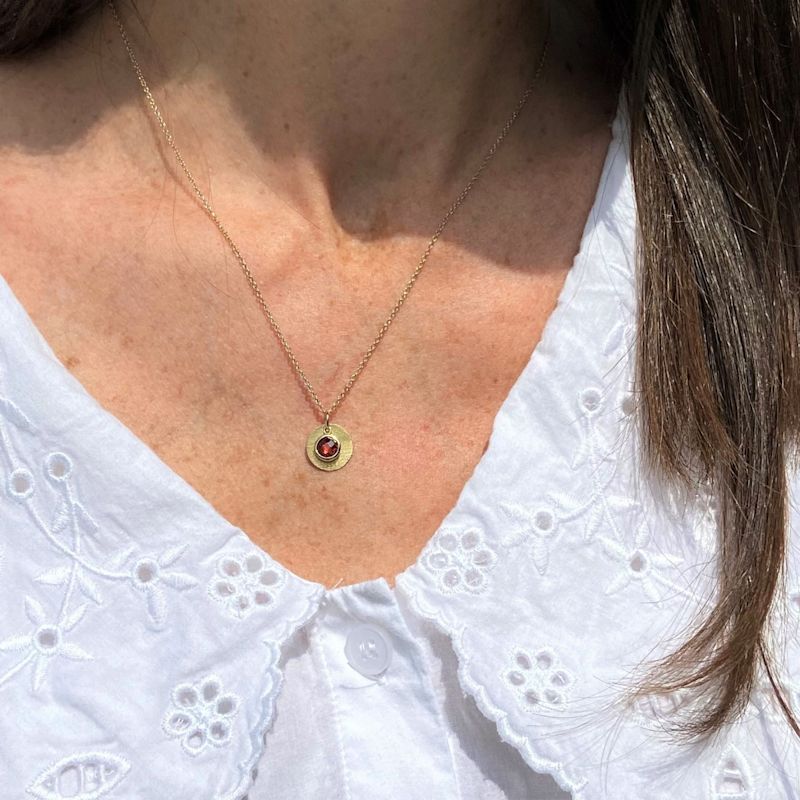 Thumbnail of Bali 9Ct Gold January Birthstone Necklace Garnet image