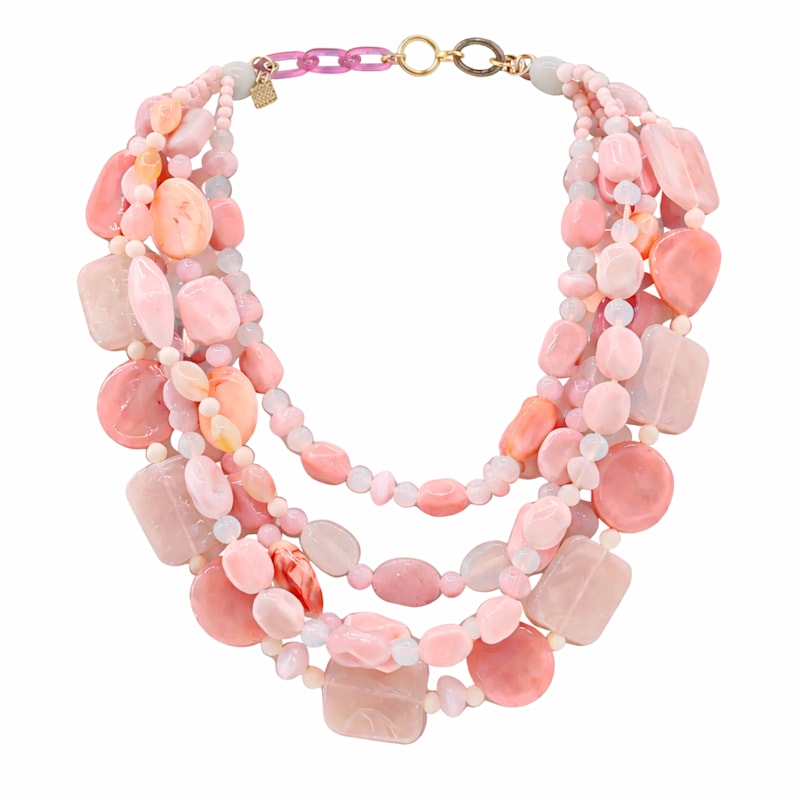 Otilia Multi Strand Shades Of Pink Resin Beads | Michael Nash