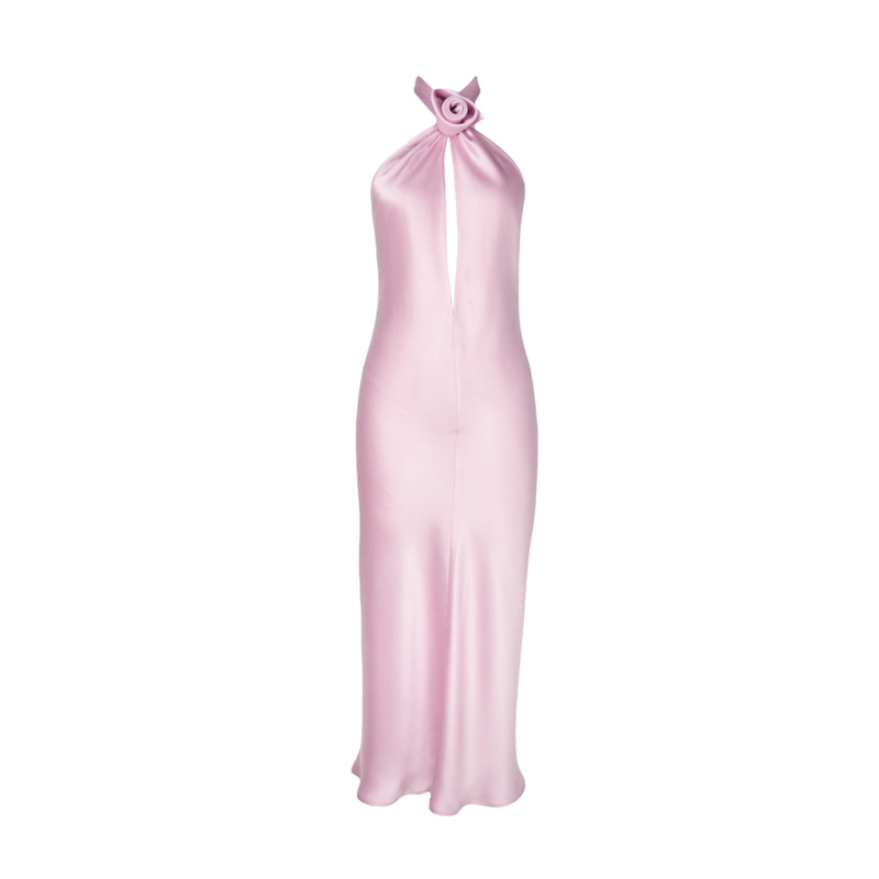 Oui Rose Silk Halter Dress - Peony Pink | Anaphe | Wolf & Badger
