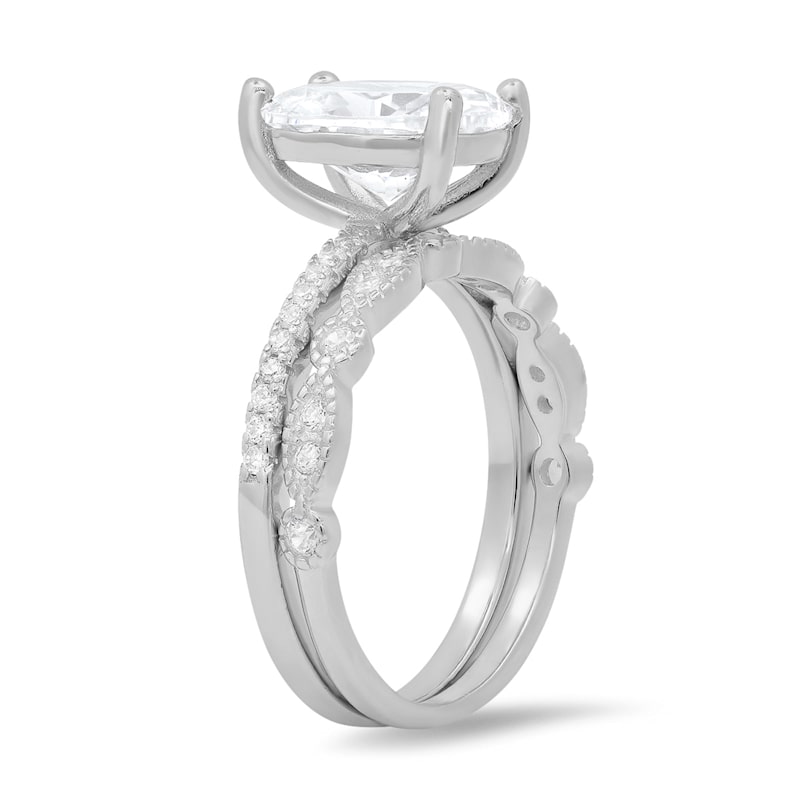 Oval-Cut Diamond Cz 2Pc Stackable Ring Set in Sterling Silver | Kylie ...