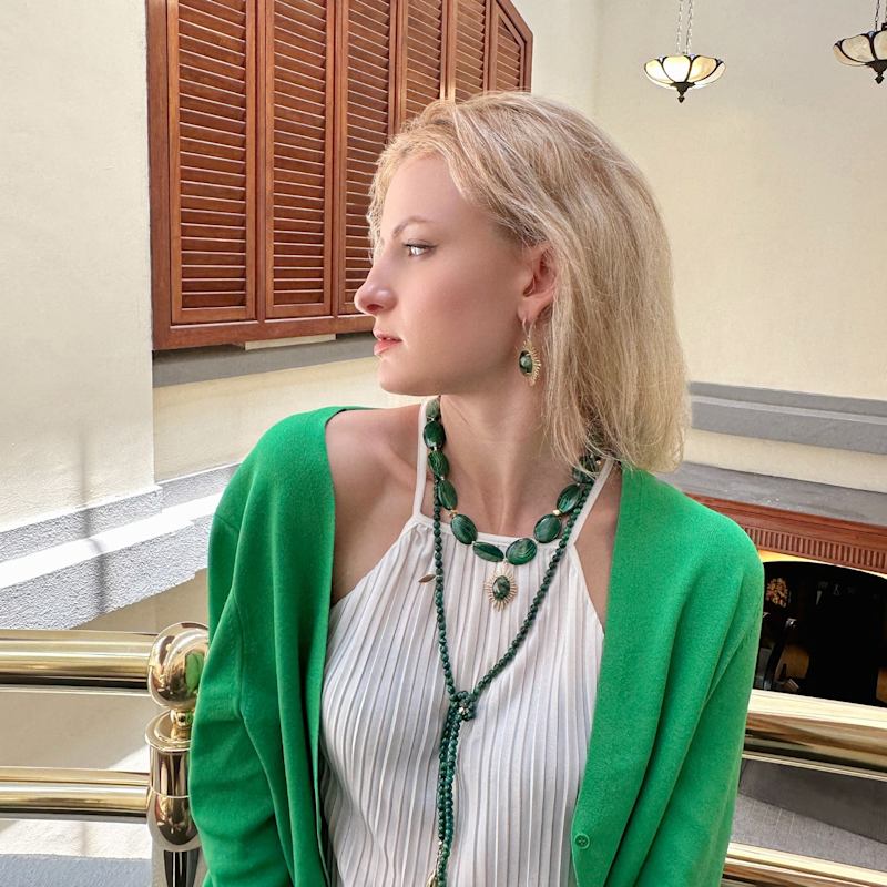 Thumbnail of Oval Malachite With Gemstone Pendant Chunky Necklace image