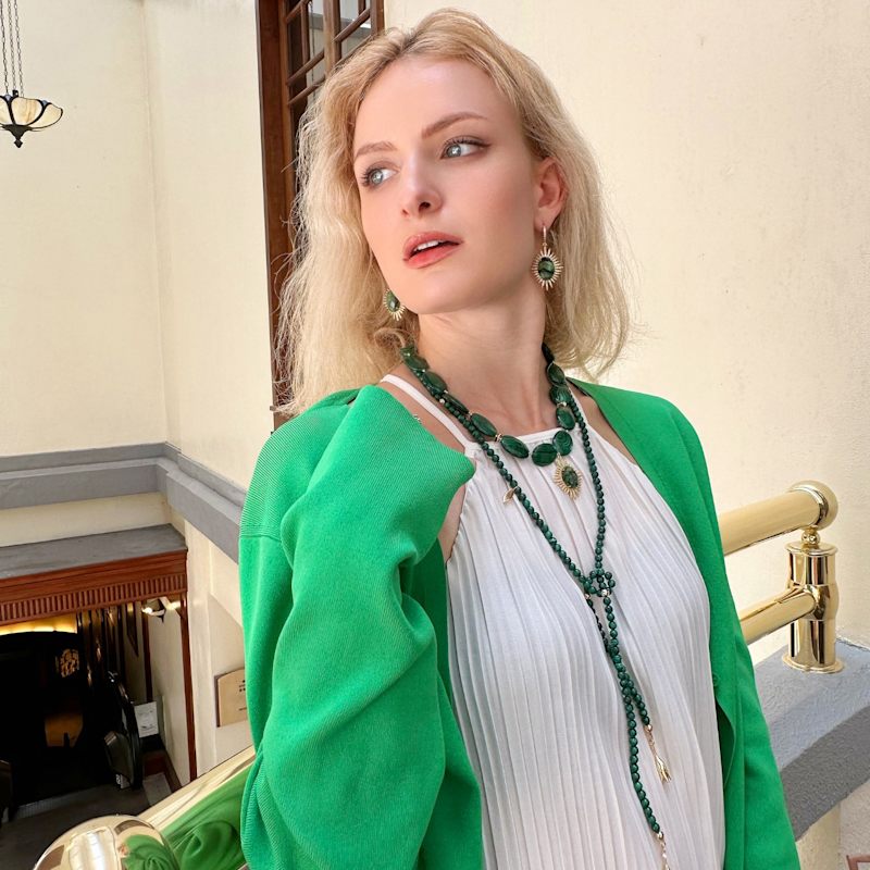 Thumbnail of Oval Malachite With Gemstone Pendant Chunky Necklace image