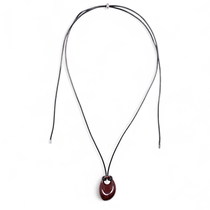 Thumbnail of Oval Pebble Cord Necklace Red image