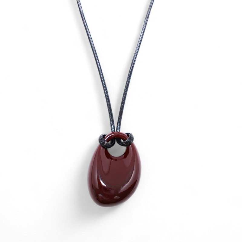 Thumbnail of Oval Pebble Cord Necklace Red image