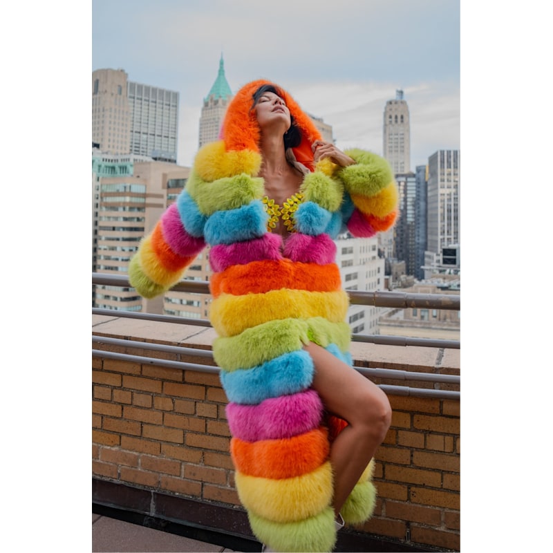 Over The Rainbow Faux Fur Coat | HARMONIA NY | Wolf & Badger