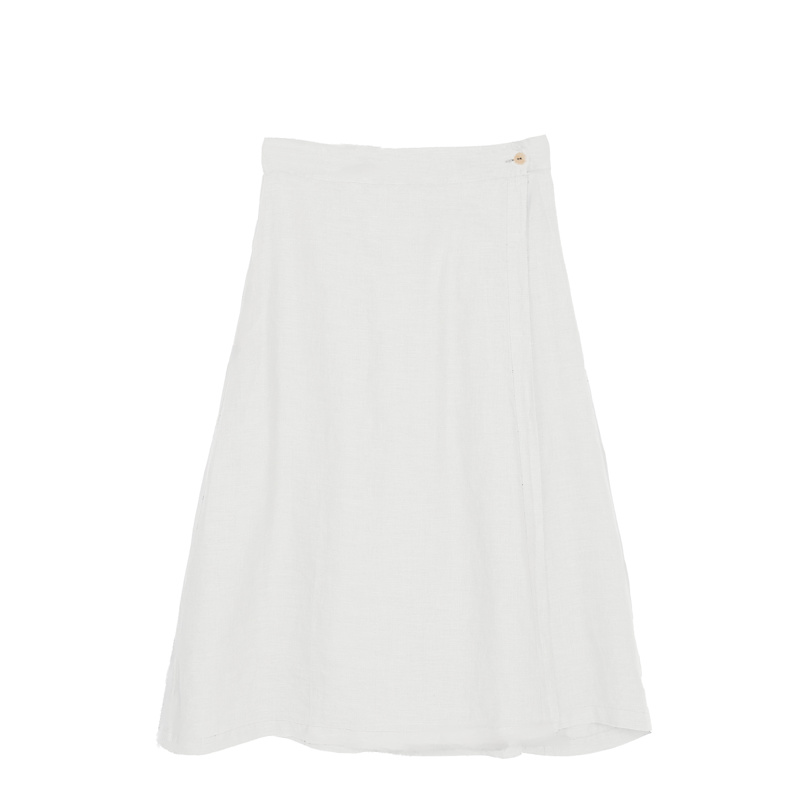 Thumbnail of Overlap Midi White Cotton Skirt image