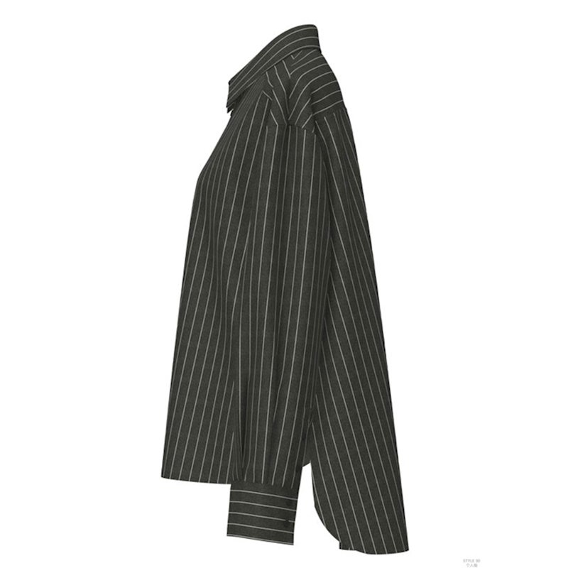 Thumbnail of Boyfriend Button Up Shirt - Black Denim Pinstripe image