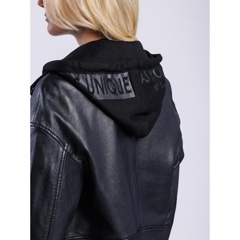 Thumbnail of Oversize Leather Jacket With Hood image