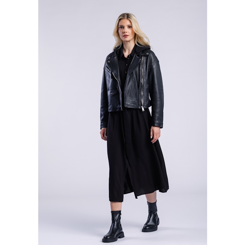 Thumbnail of Oversize Leather Jacket With Hood image