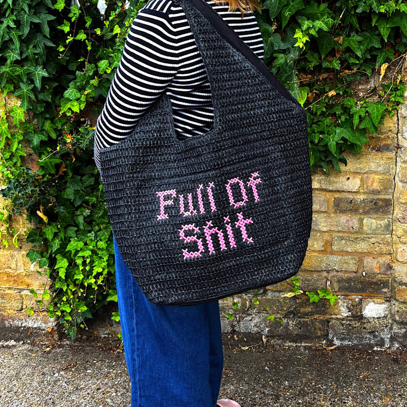 Oversize Pink Embroidered Full Of Shit Bag | Lilly Loves | Wolf
