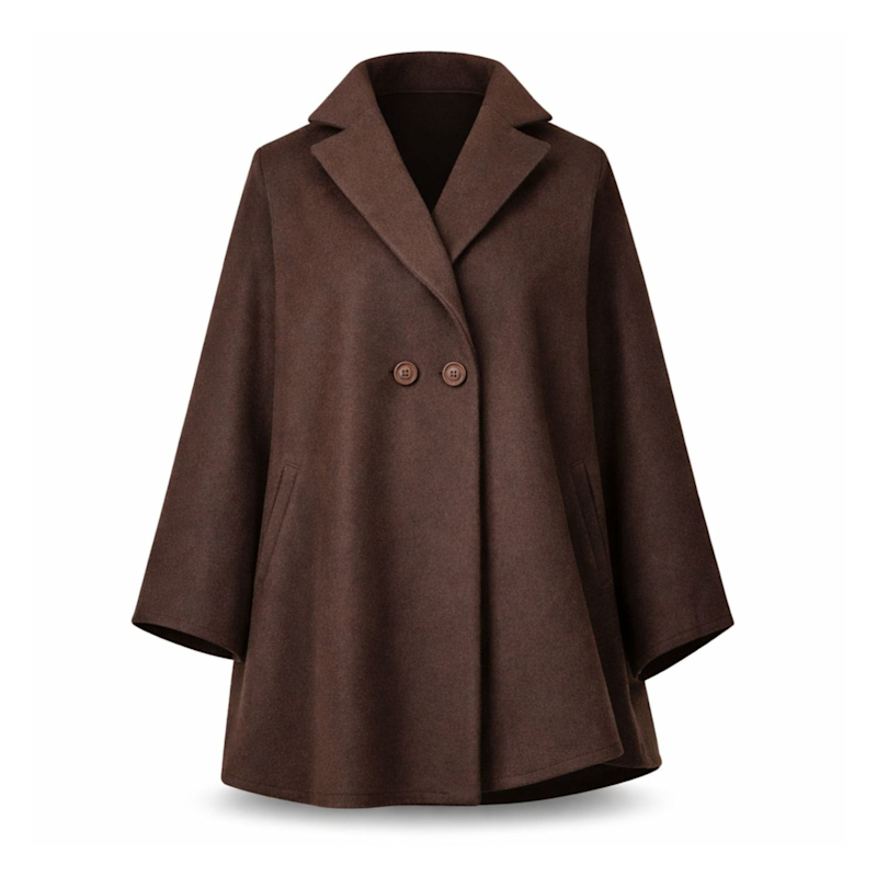 Thumbnail of Oversize Wool Cloak Coat With Pockets In Brown image