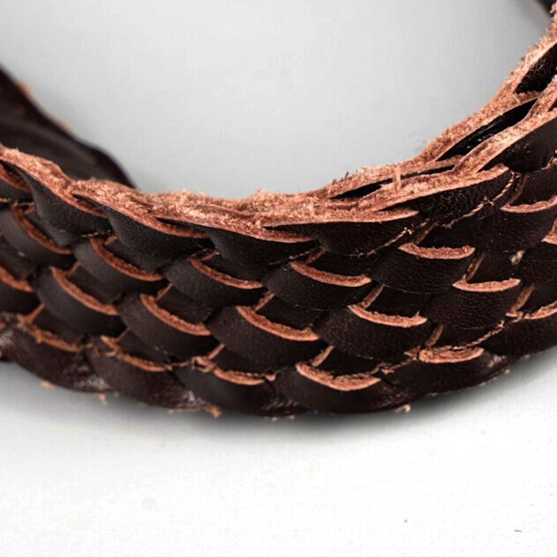Thumbnail of Large Woven Leather Tote Shopping Bag - Dark Brown image