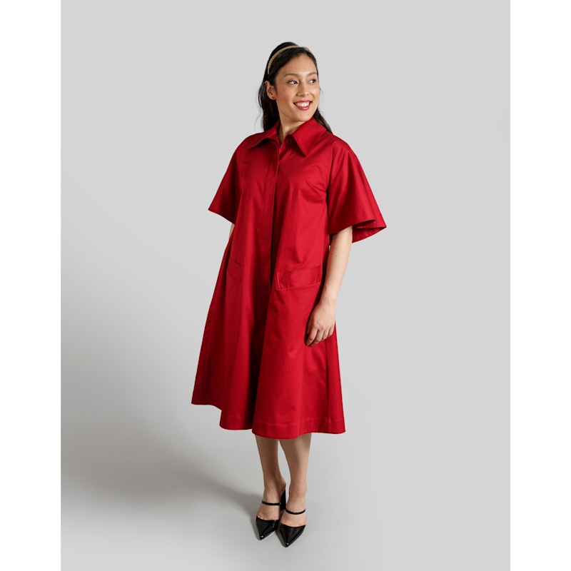 fitted lace wedding dress Women's The Felicity Red Cotton Maxi Dress | Size: L main image 0