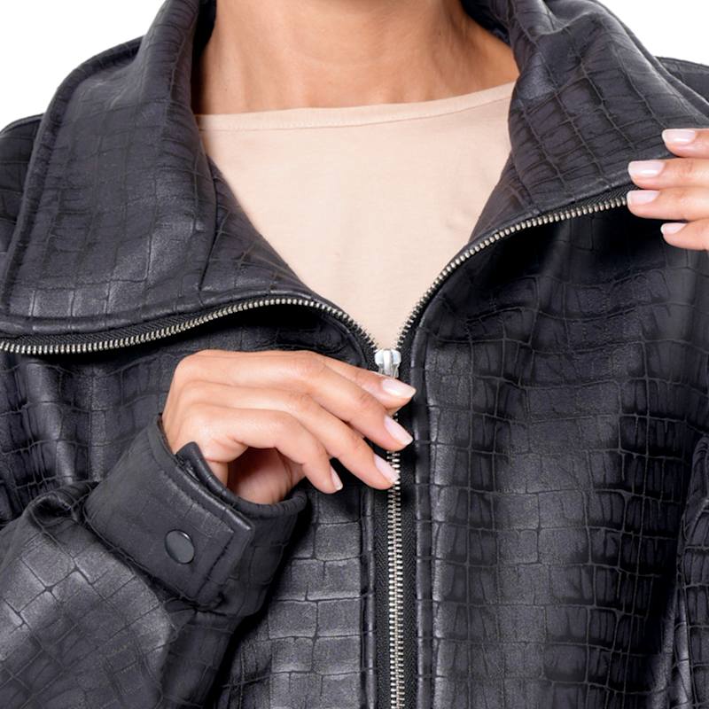 Thumbnail of Oversized Croc-Effect Jacket In Black image