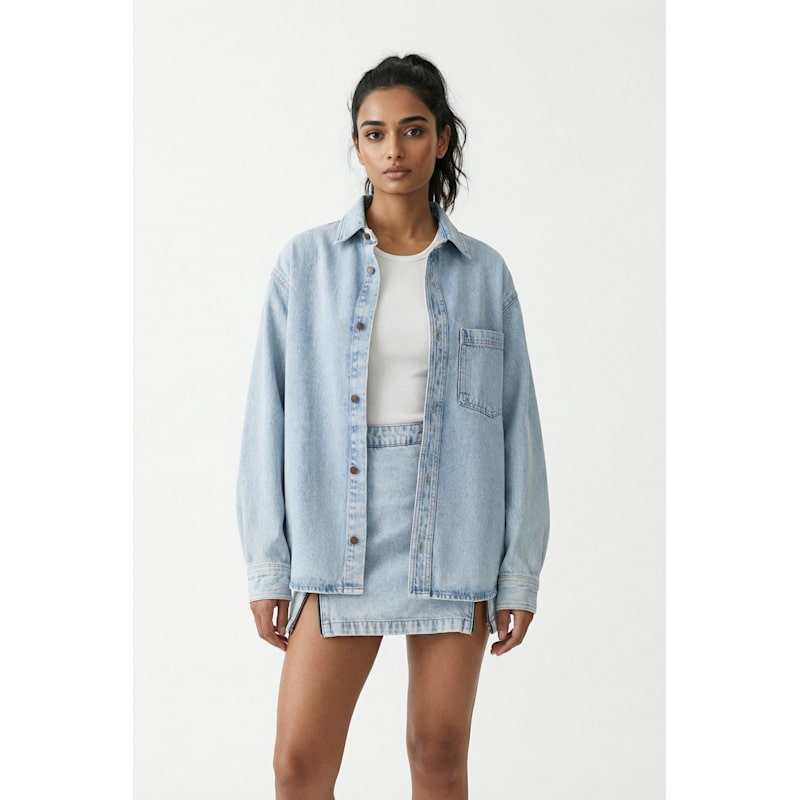 Thumbnail of Oversized Denim Shirt – Light Blue image