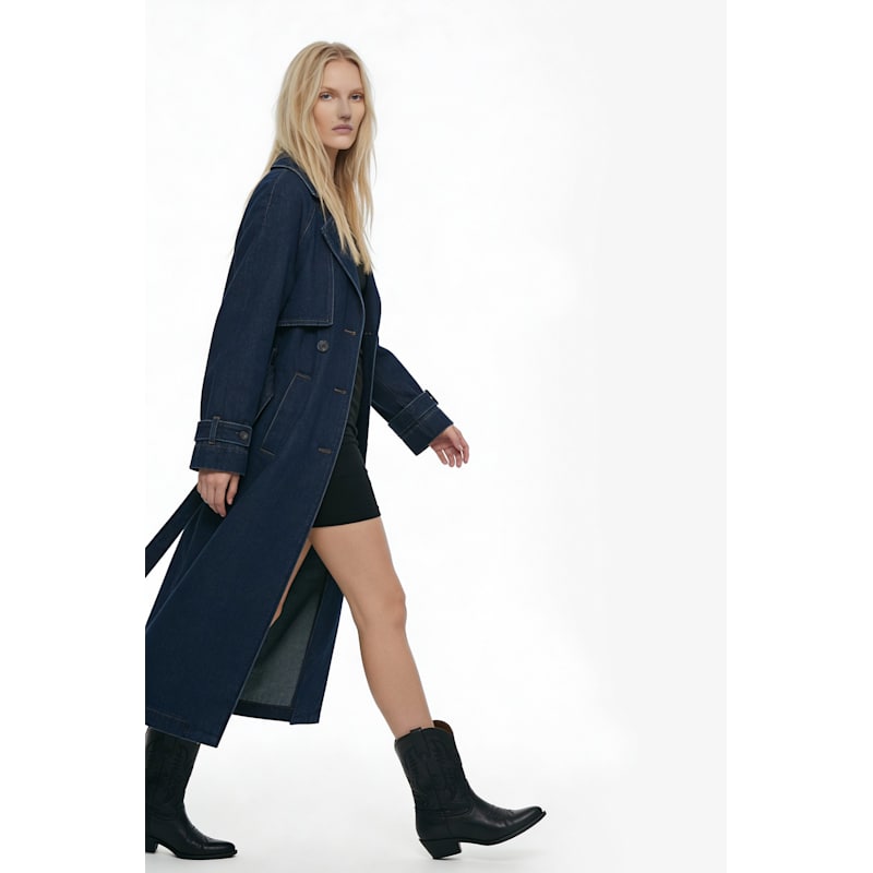 Thumbnail of Oversized Denim Trench Coat - Indigo Wash image