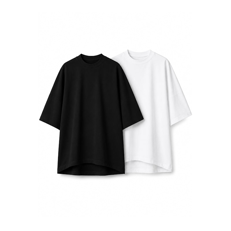 Thumbnail of Oversized Essential T-Shirt Set – Black & White One Size image