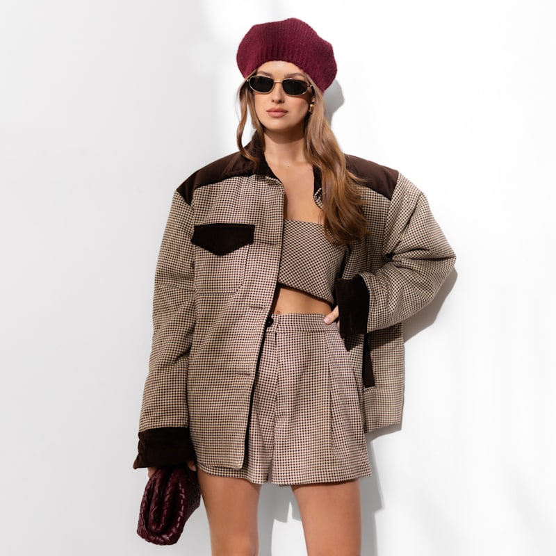 Thumbnail of Oversized Houndstooth Jacket Retto Brown image