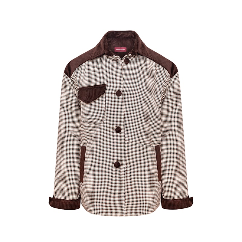 Thumbnail of Oversized Houndstooth Jacket Retto Brown image
