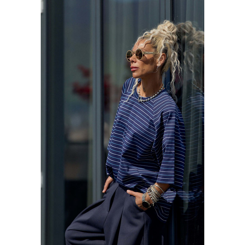Thumbnail of Blue Oversized Striped T-Shirt One Size image